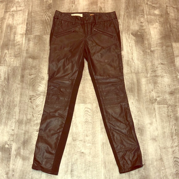 Anthropologie Pants - [Anthropologie] Brown Pleather Ankle Pants
